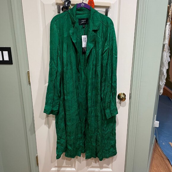 Torrid 2X Sylvia Mollie Green Jacquard Leopard Print Trench Coat NWT - Picture 2 of 8